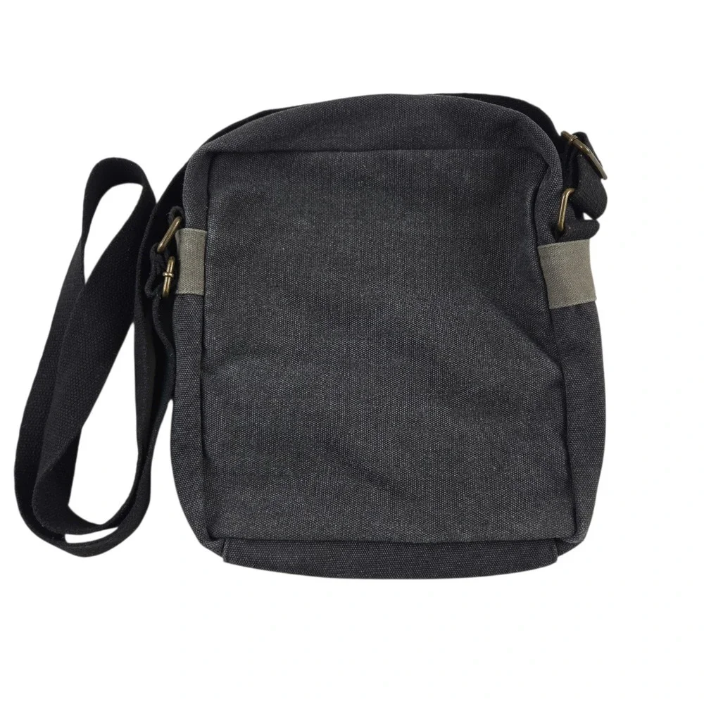 Scruffy Dog Trading Co Crossbody Small Messenger Bag Black Grey Canvas Rugged